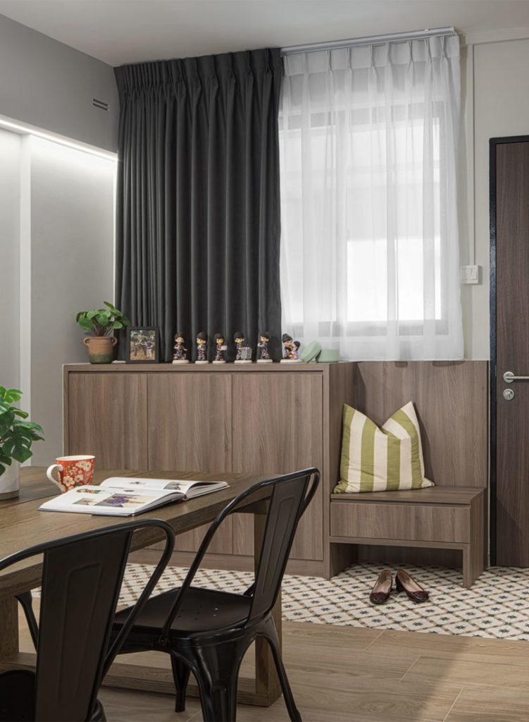 foyer with shoe cabinet and settee