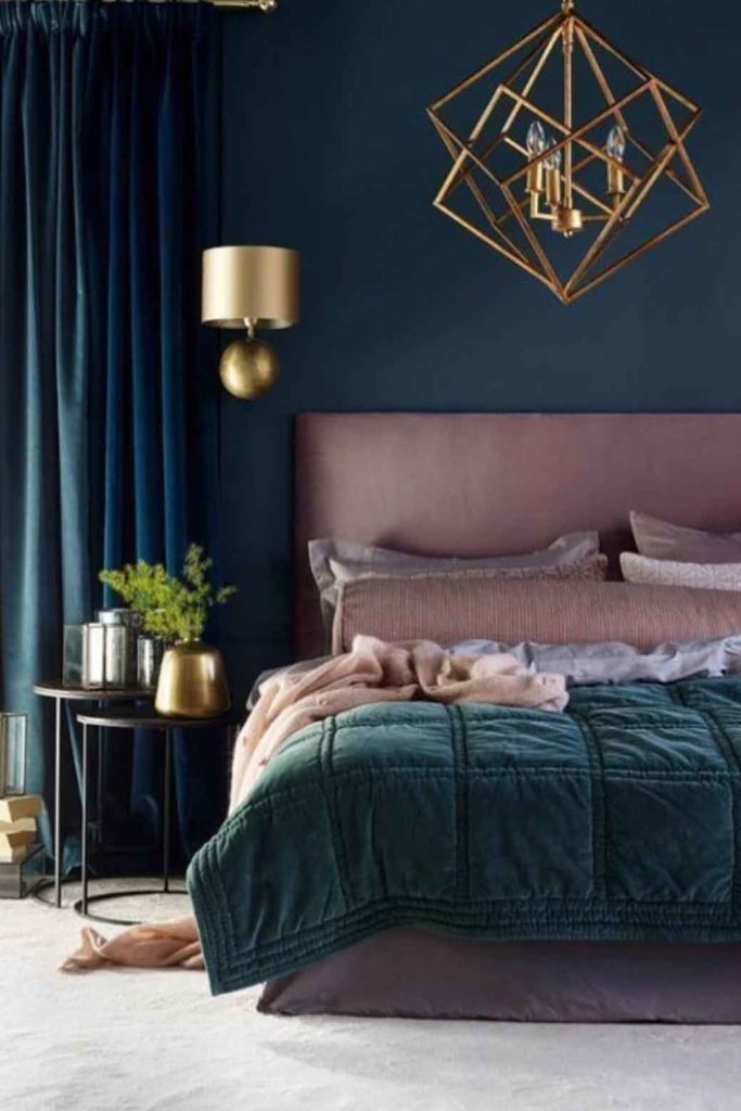 blue and pink bedroom decor ideas dark blue royal pink design sheets bedframe bedhead