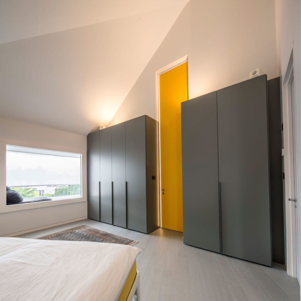 master bedroom with high ceiling