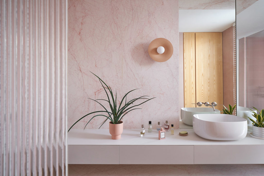 pink marble bathroom