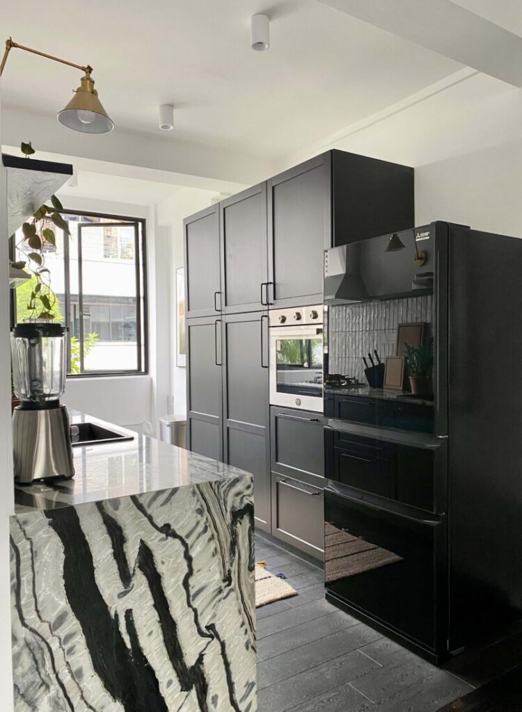 kitchen with marble countertop