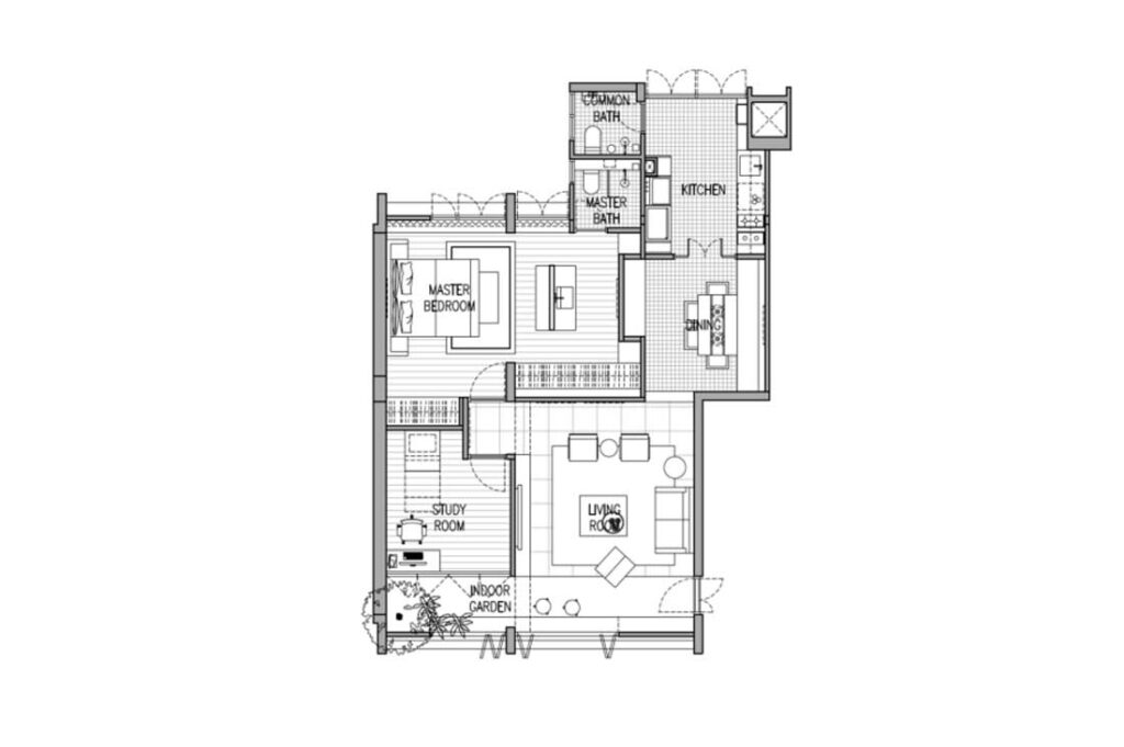 4-room flat floor plan