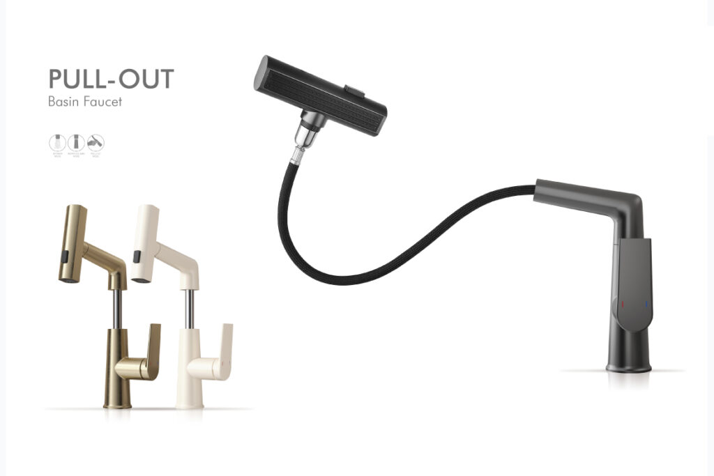 CELYNNE Series Rotary Lifting Pull-out Bathroom tap from AALTO