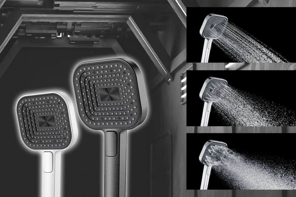 AALTO rain shower mixers with hand showers