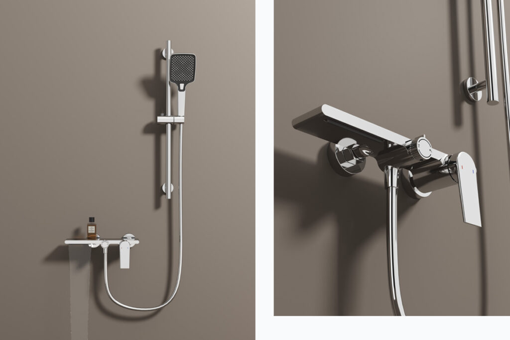 AALTO rain shower mixers with hand showers
