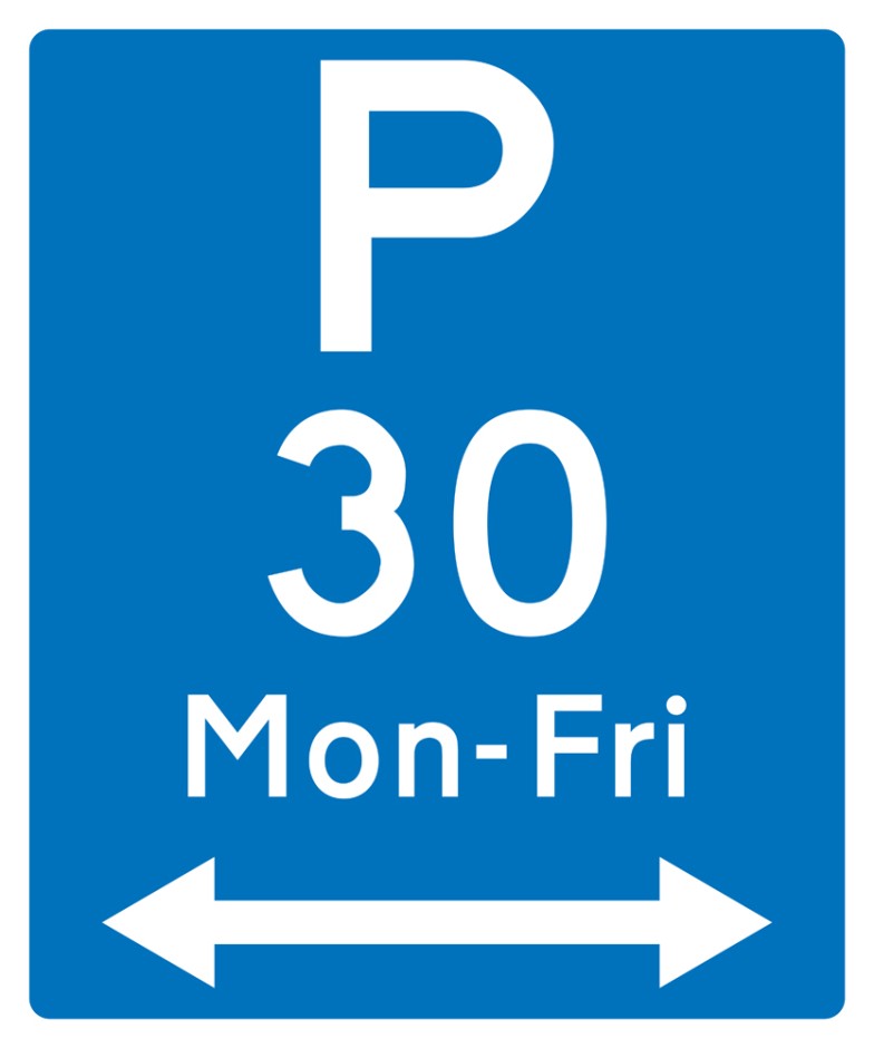 Restricted Parking Time Restricted P30 (With Arrows)
