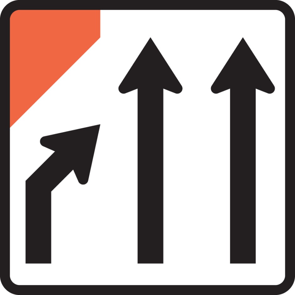 Three Lane One Way Road Closed (left)