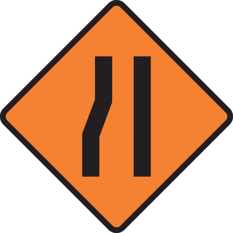 One Lane Road Narrowing (left)