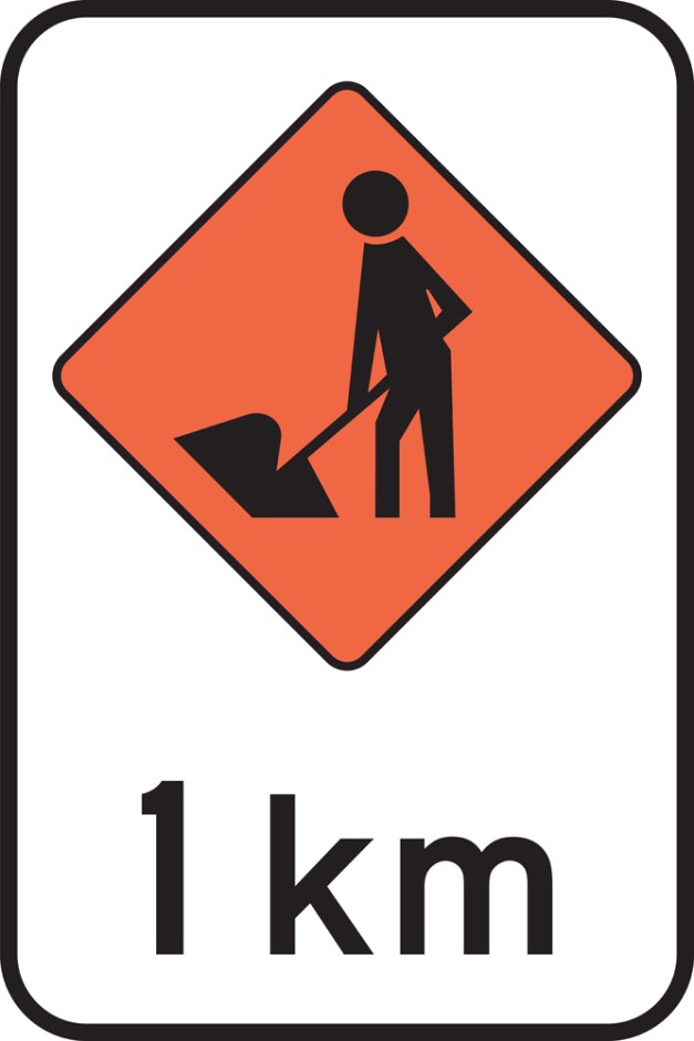 Road Works - 1 or 2 km