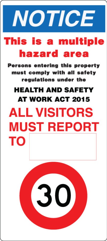 Multiple Hazard Visitor Sign