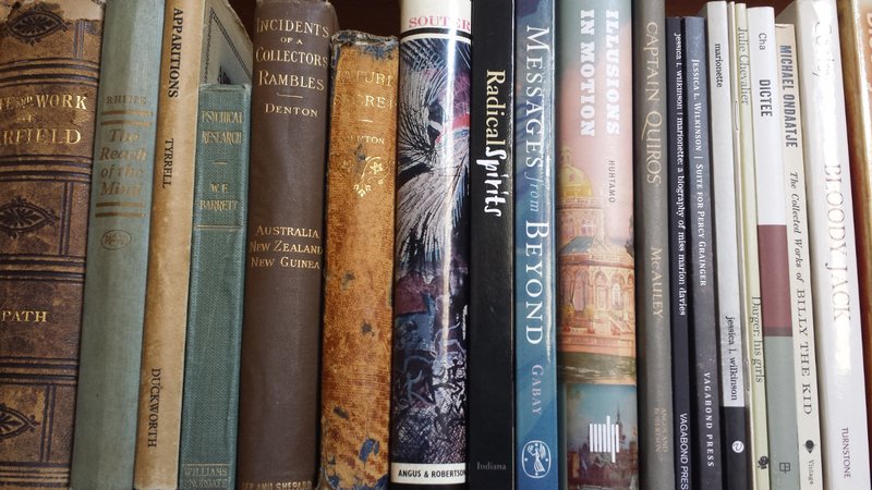 Spines of various books