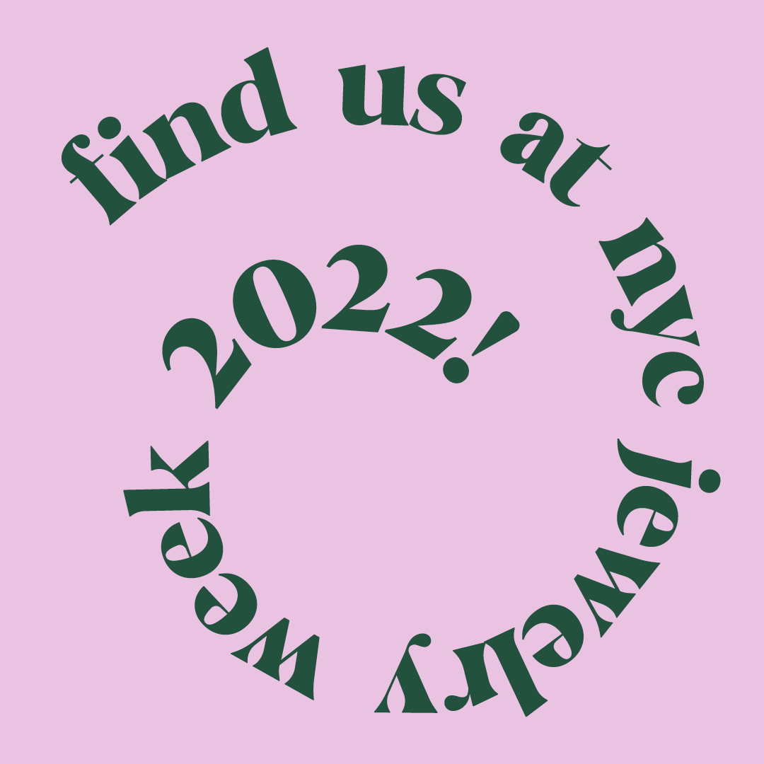 New York City Jewellery Week promo text image, in pink and green