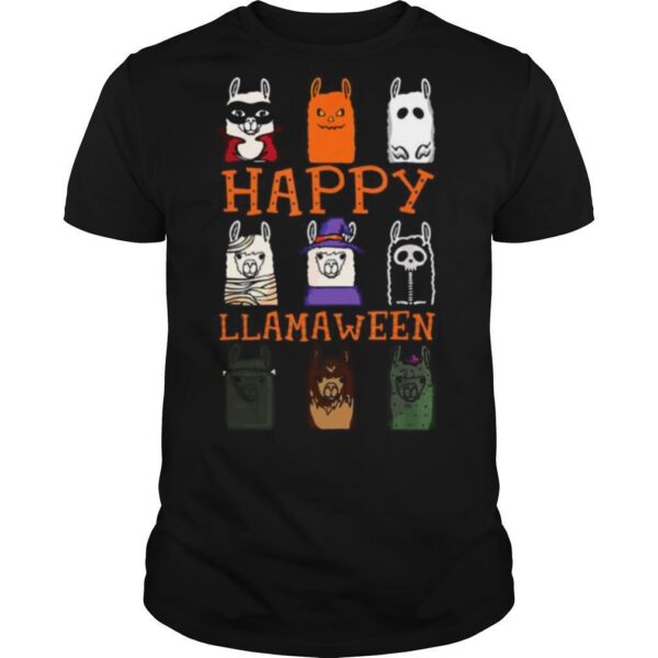 TshirtStation Happy Llamaween Funny Llama Boo Witch Costume shirt