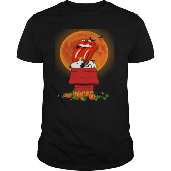 TshirtStation Halloween Snoopy And Woodstock Poster The Rolling Stones Pumpkin Moon Shirt