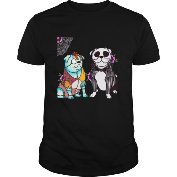 TshirtStation Bulldog Sally And Jack Skellington Halloween Shirt