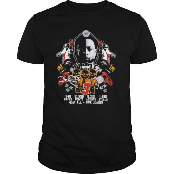 TshirtStation Dwyane Wade Games Points Assists Steals Heat All Time Leader Signature Shirt