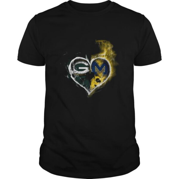 TshirtStation Heart Green Bay Packers And Michigan Wolverines Football Shirt