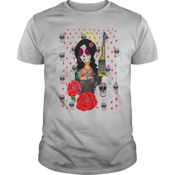 TshirtStation Day Of The Day Girls Guns Rose And Sugar Skulls Shirt