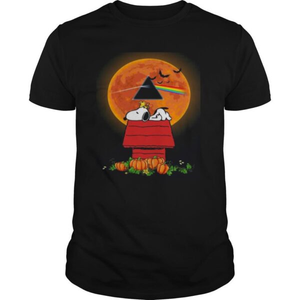 TshirtStation Halloween Snoopy And Woodstock Poster Pink Floyd Pumpkin Moon Shirt