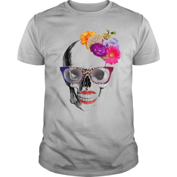 TshirtStation Modern Lady Skull Flower Dia De Los Muertos Shirt