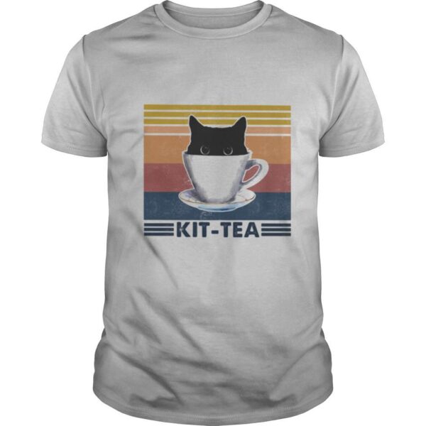 TshirtStation Black Cat Kit Tea Vintage Retro Shirt