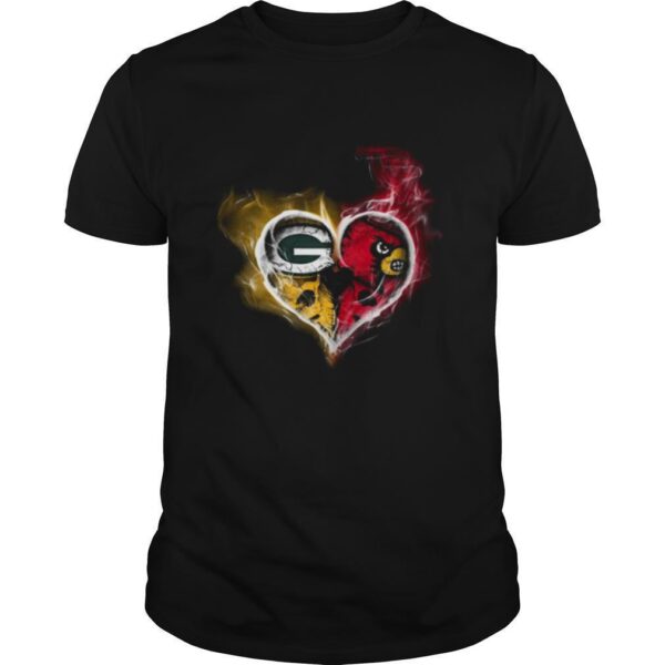 TshirtStation Heart Green Bay Packers And Louisville Cardinals Shirt