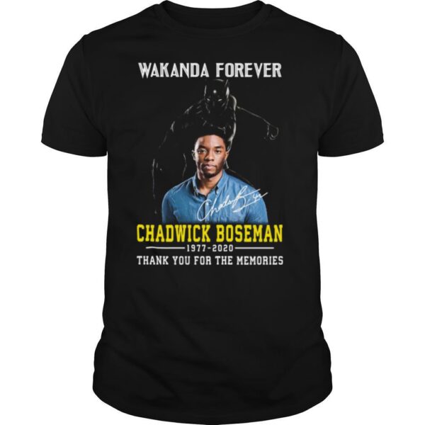 TshirtStation Black Panther Wakanda Forever Rip Chadwick Boseman Thank You For The Memories Signature Shirt