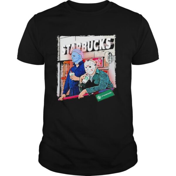 TshirtStation Halloween Jason Voorhees Michael Myers Starbucks Shirt
