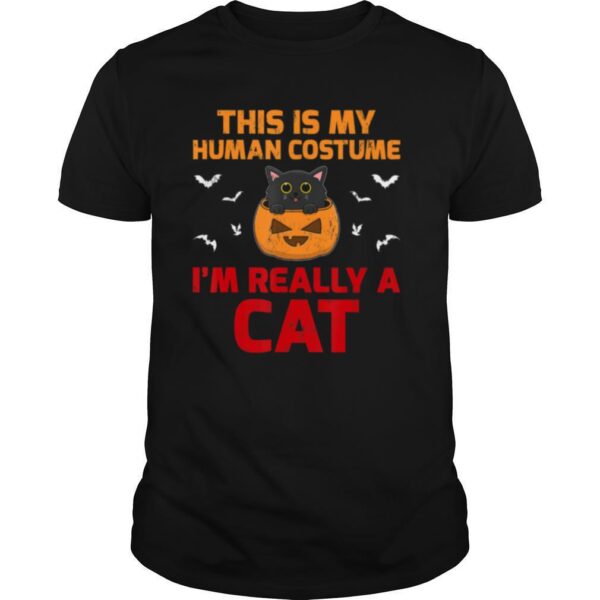 TshirtStation This Is My Human Costume Ie M Really A Cat Halloween Shirt