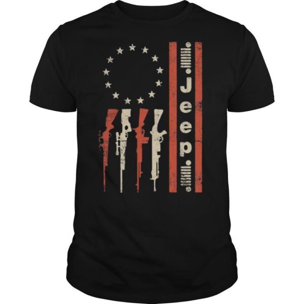 TshirtStation Guns Vintage American Flag Shirt
