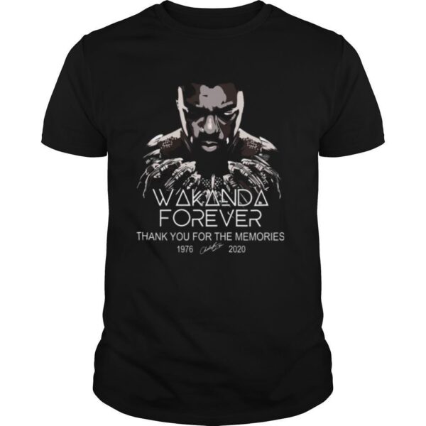 TshirtStation Black Panther Wakanda Forever Chadwick Boseman Rip Thank You For The Memories Signature Shirt