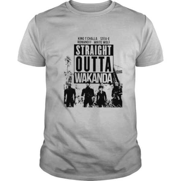 TshirtStation King Te Challa Stev E Romanoff White Wolf Straight Outta Wakanda Shirt