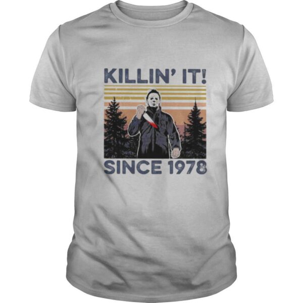 TshirtStation Halloween Michael Myers Killin It Since Vintage Retro Mountain Shirt