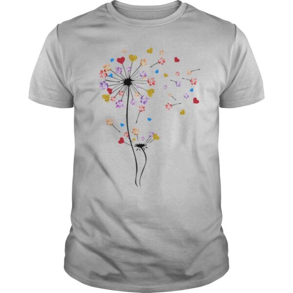 TshirtStation Dog Paw Heart Dandelion Flower Shirt