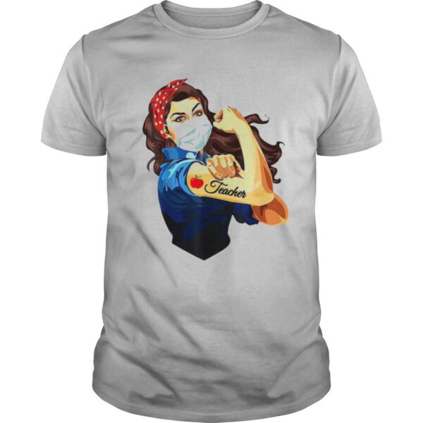 TshirtStation Strong Girl Mask Teacher Tattoos Coronavirus Shirt