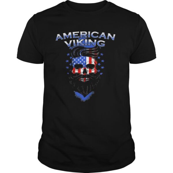 TshirtStation Skull Beard American Viking American Flag Shirt