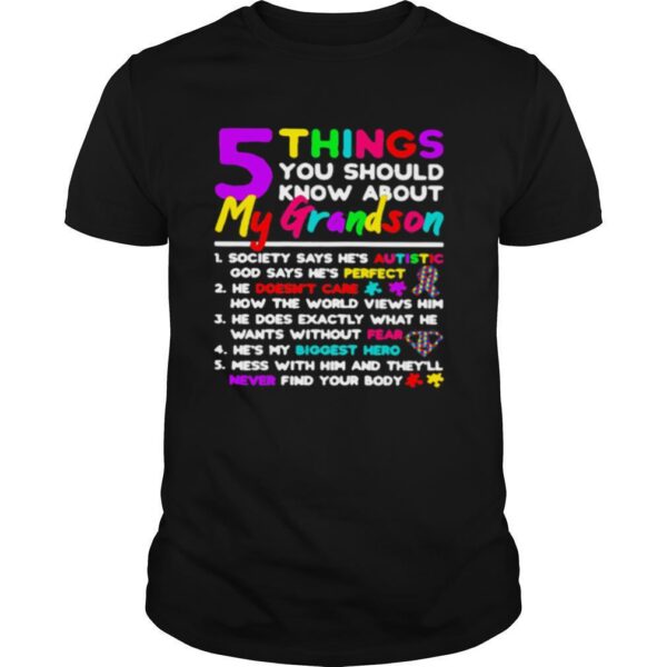 TshirtStation Things You Should Know About My Grandson Autism Shirt