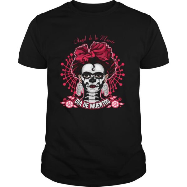 TshirtStation Angel De La Muerte Dia De Muertos Skull Girl Shirt