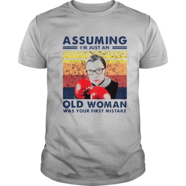 TshirtStation Assuming Im Just An Old Woman Was Your First Mistake Ruth Bader Ginsburg Boxing Shirt