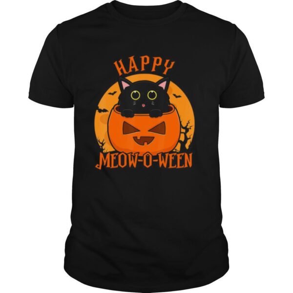 TshirtStation Happy Halloween Meowoween Black Cat Shirt