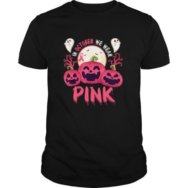 TshirtStation In October We Wear Pink Pumpkin Breast Cancer Halloween Shirt