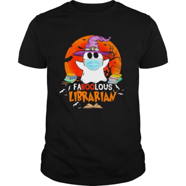 TshirtStation Halloween Ghost Mask Faboolous Librarian Moon Shirt