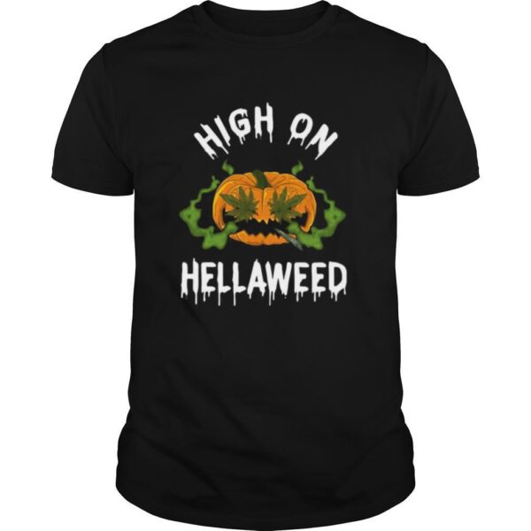 TshirtStation Pumpkin Weed High On Weed Halloween Shirt