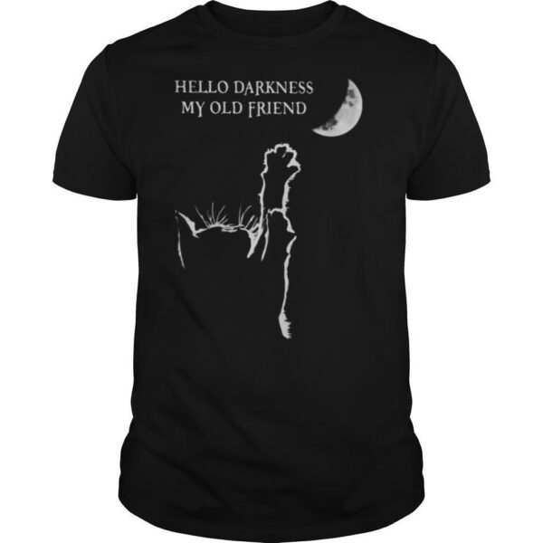 TshirtStation Halloween Cat Hello Darkness My Old Friend Shirt