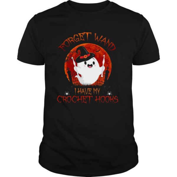 TshirtStation Forget Wand I Have My Crochet Hooks Boo Witch Bloodmoon Halloween Sewing Crocheting Stitching Shirt