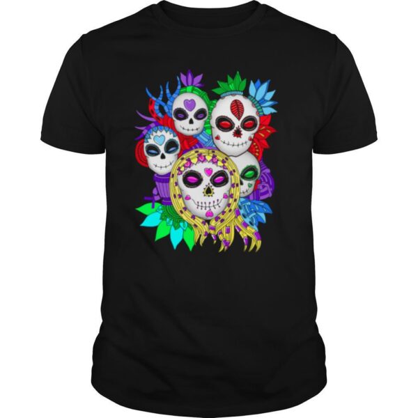 TshirtStation Skull Family Colorful Day Of The Dead Shirt