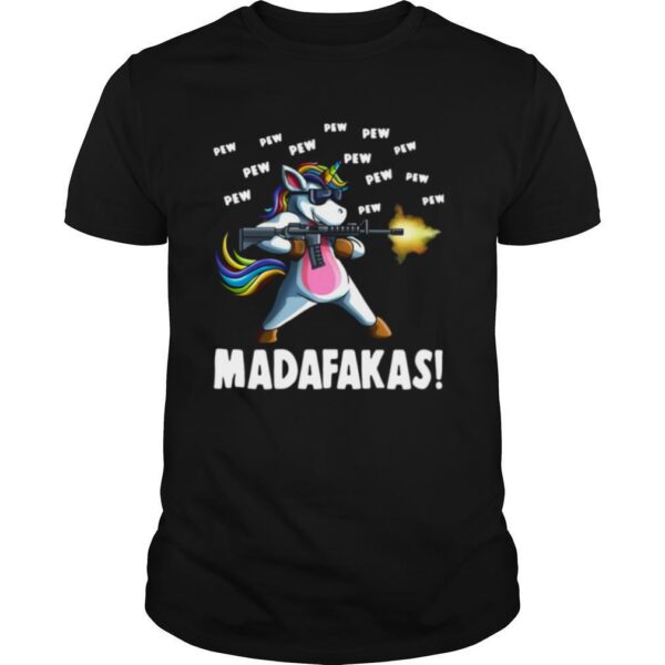 TshirtStation Colorful Unicorn Gun Pew Pew Pew Madafakas Shirt
