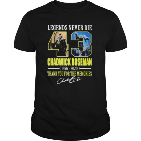 TshirtStation Legends Never Die Rip Chadwick Thank You For The Memories Signatures Shirt