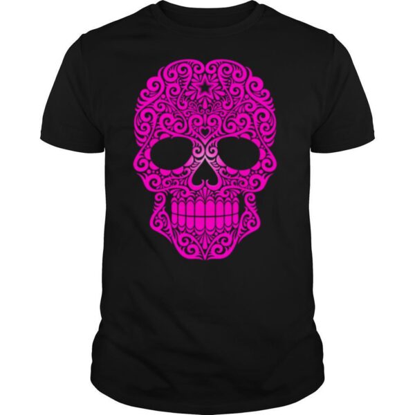 TshirtStation Pink Swirling Sugar Skull Shirt