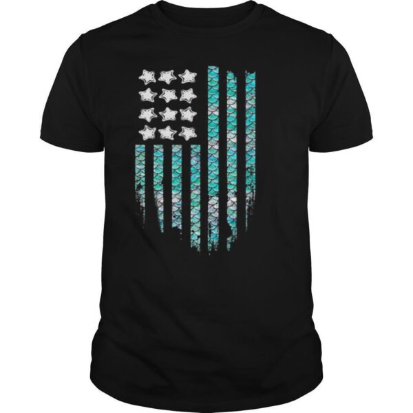 TshirtStation American Mermaid Flag Shirt